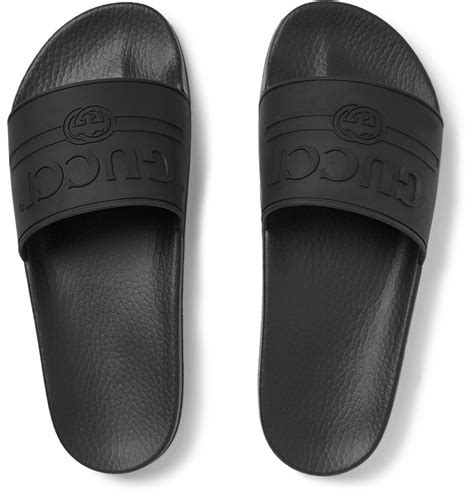 gucci rubber slides men's|Gucci slides black worn.